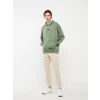 LCW Casual YEŞİL Uzun Kollu Baskılı Erkek Kalın Hoodie