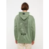 LCW Casual YEŞİL Uzun Kollu Baskılı Erkek Kalın Hoodie