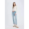 Defacto D7981 Mavi Mary Vintage Straight Fit Yüksek Bel Düz Paça Jean Kar Yıkamalı Pantolon