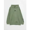 LCW Casual YEŞİL Uzun Kollu Baskılı Erkek Kalın Hoodie