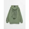 LCW Casual YEŞİL Uzun Kollu Baskılı Erkek Kalın Hoodie