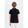 Defacto D9415 Siyah Erkek Çocuk Renk Bloklu Pike Kısa Kollu Polo Tişört