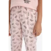 Defacto E2226 Pembe Kız Çocuk Looney Tunes Pijama Takımı Kısa Kollu Üst Beli Lastikli Uzun Alt