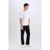 Defacto D9828 Siyah Diago Comfort Fit Yüksek Bel Geniş Paça Jean Pantolon