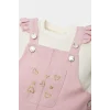 Defacto E5480 Pembe Kız Bebek 2li Takım Kısa Kollu Tişört Ayarlanabilir Askılı Salopet Elbise