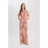 Defacto D4631 Turuncu Regular Fit Geniş Bol Paça Desenli Pantolon