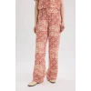 Defacto D4631 Turuncu Regular Fit Geniş Bol Paça Desenli Pantolon
