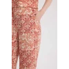 Defacto D4631 Turuncu Regular Fit Geniş Bol Paça Desenli Pantolon