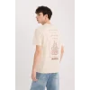 Defacto D6783 Bej Avatar the Last Airbender Regular Fit Bisiklet Yaka Baskılı Kısa Kollu Tişört