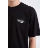 Defacto E0328 Siyah Looney Tunes Boxy Fit Bisiklet Yaka Sırt Baskılı Kısa Kollu Tişört