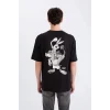 Defacto E0328 Siyah Looney Tunes Boxy Fit Bisiklet Yaka Sırt Baskılı Kısa Kollu Tişört