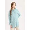 Defacto Z3538 Yeşil Regular Fit Basic Düz Uzun Kollu Gömlek Tunik