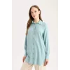 Defacto Z3538 Yeşil Regular Fit Basic Düz Uzun Kollu Gömlek Tunik