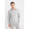 Defacto D7533 Gri Slim Fit Dar Kesim Polo Yaka Fermuarlı Mevsimlik Baharlık Mont