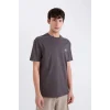 Defacto D5560 Antrasit Regular Fit Bisiklet Yaka Sırt Baskılı Kısa Kollu Tişört
