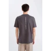 Defacto D5560 Antrasit Regular Fit Bisiklet Yaka Sırt Baskılı Kısa Kollu Tişört