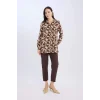 Defacto T0609 Kahve Loose Fit Desenli Uzun Kollu Gömlek Tunik