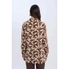 Defacto T0609 Kahve Loose Fit Desenli Uzun Kollu Gömlek Tunik