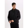 Defacto D7532 Siyah Slim Fit Dar Kesim Dik Yaka Lastikli ve Fermuarlı Su Geçirmez Mont