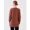 LCWAIKIKI Basic KAHVERENGİ Bisiklet Yaka Baskılı Uzun Kollu Oversize Kadın Sweatshirt Tunik