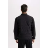 Defacto D7532 Siyah Slim Fit Dar Kesim Dik Yaka Lastikli ve Fermuarlı Su Geçirmez Mont