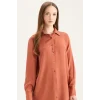Defacto Z3538 Turuncu Regular Fit Basic Düz Uzun Kollu Gömlek Tunik
