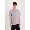 Defacto D5514 Mor Regular Fit Bisiklet Yaka Baskılı Kısa Kollu Ağır Kumaş Tişört