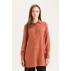 Defacto Z3538 Turuncu Regular Fit Basic Düz Uzun Kollu Gömlek Tunik