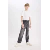 Defacto D6489 Gri Erkek Çocuk Loose Fit Düz Paça Jean Pantolon