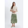 Defacto C4411 Yeşil Desenli Aerobin Midi Etek