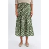 Defacto C4411 Yeşil Desenli Aerobin Midi Etek
