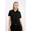 Defacto D4520 Siyah Coool Fitted Bürümcük Kısa Kollu Gömlek