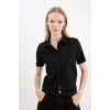 Defacto D4520 Siyah Coool Fitted Bürümcük Kısa Kollu Gömlek