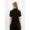Defacto D4520 Siyah Coool Fitted Bürümcük Kısa Kollu Gömlek