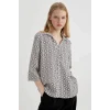 Defacto C0324 Ekru Regular Fit Desenli Yarım Kollu Gömlek