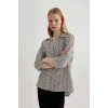Defacto C0324 Ekru Regular Fit Desenli Yarım Kollu Gömlek
