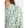 Defacto D1435 Yeşil Relax Fit Desenli Uzun Kollu Gömlek Tunik