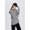 Defacto C0276 Ekru Regular Fit Bisiklet Yaka Çizgili Uzun Kollu Tişört Tunik
