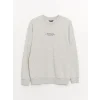 LCW Casual GRİ Bisiklet Yaka Uzun Kollu Baskılı Erkek Sweatshirt