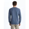 LCW Casual MAVİ Bisiklet Yaka Uzun Kollu Baskılı Erkek Sweatshirt