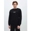 LCW Casual SİYAH Bisiklet Yaka Uzun Kollu Baskılı Erkek Sweatshirt