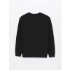 LCW Casual SİYAH Bisiklet Yaka Uzun Kollu Baskılı Erkek Sweatshirt