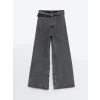 LCW Jeans GRİ Beli Kemerli Wideleg Kadın Jean Pantolon