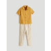 LCW Kids SARI Çizgili Erkek Çocuk Gömlek ve Pantolon 2li