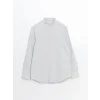 LCW Vision GRİ Slim Fit Uzun Kollu Armürlü Erkek Gömlek