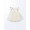 LCW baby BEJ Basic Dantel Tüllü Kız Bebek Elbise
