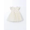 LCW baby BEJ Basic Dantel Tüllü Kız Bebek Elbise