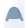 LCW Kids İNDİGO Gömlek Yaka Çiçek Nakışlı Kız Çocuk jean Ceket