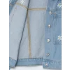LCW Kids İNDİGO Gömlek Yaka Çiçek Nakışlı Kız Çocuk jean Ceket