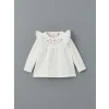 LCW baby EKRU Bisiklet Yaka Çiçekli Kız Bebek Bluz ve Tayt 2li